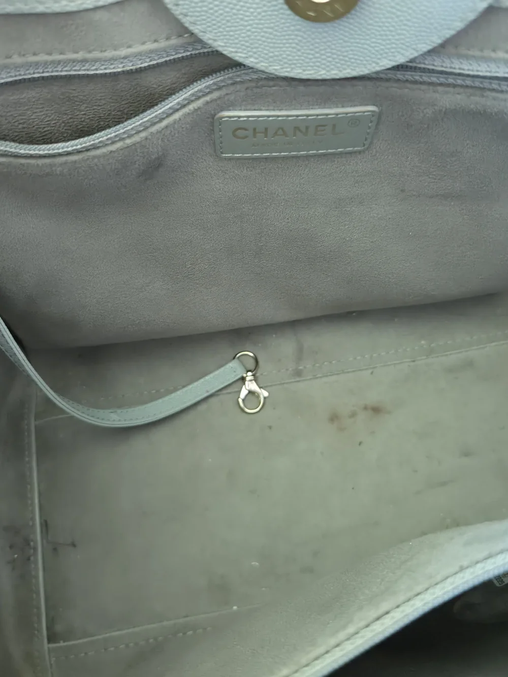 CHANEL gray studded